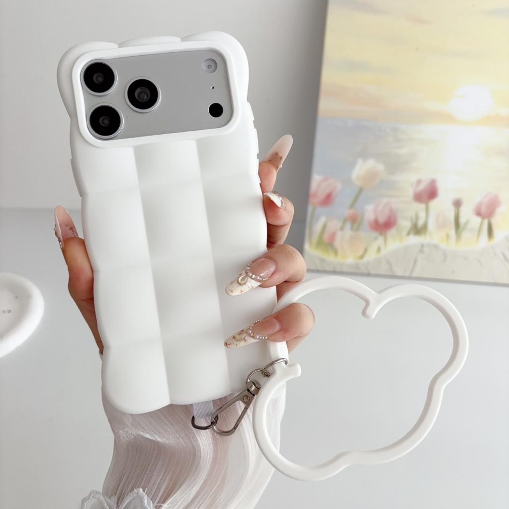 Cloud bracelet silicone mobile phone case for iPhone17ProMax anti-drop all-inclusive protective case 14pro13p pure