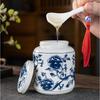 Vaso Contenitore in Porcellana Blu e Bianca Vintage, Vaso per Tè, Miele, Chicchi di Caffè, Vaso Ermetico, Contenitore per Alimenti, Articoli per la Cucina