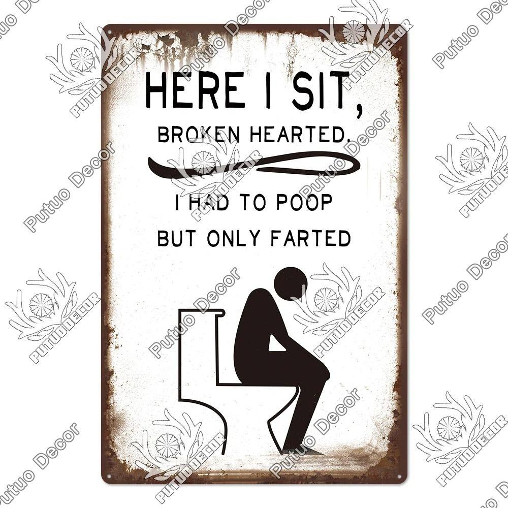 Retro Metal Tin Sign Toilet Bathroom Wall Decor