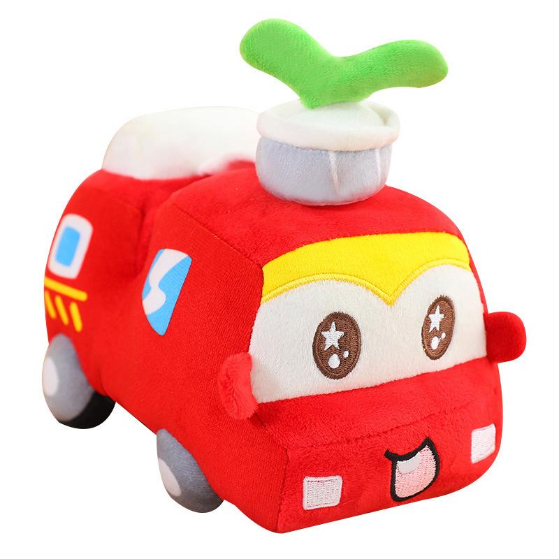 Children's car toy police car plush ornament throw pillow doll gift fire engine baby soothing doll