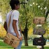 [SKYBOW] Shoulder Bag - Large Capacity Canvas Military Bag - Shoulder Bag - Retro Bag - Shoulder Strap - Road Bike - Bicycle - Unisex (Brown)