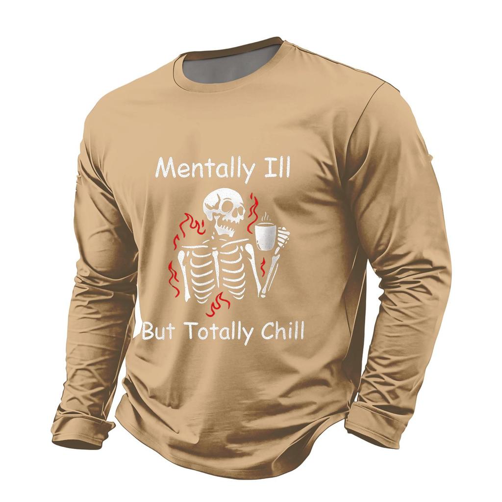 Men's Halloween Long Sleeve Crewneck Casual T-Shirt