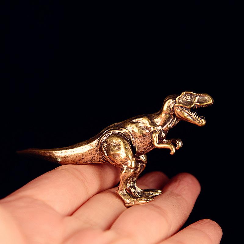 Jurský Tyranosaurus Dinosaurus Masivní Mosaz Malá Ozdoba Zvířecí Soška Simulované Figurky Tyranosaura Rexe Ruční práce Dárky