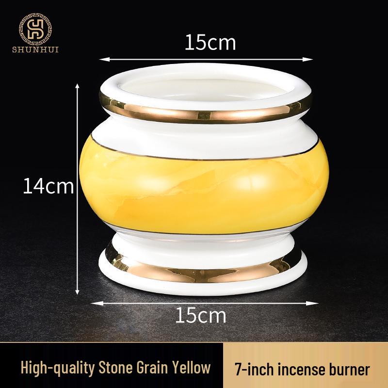 Large Ceramic Buddhist Incense Burner for Indoor Rituals, with Holy Water Cup and Incense Stick Holder