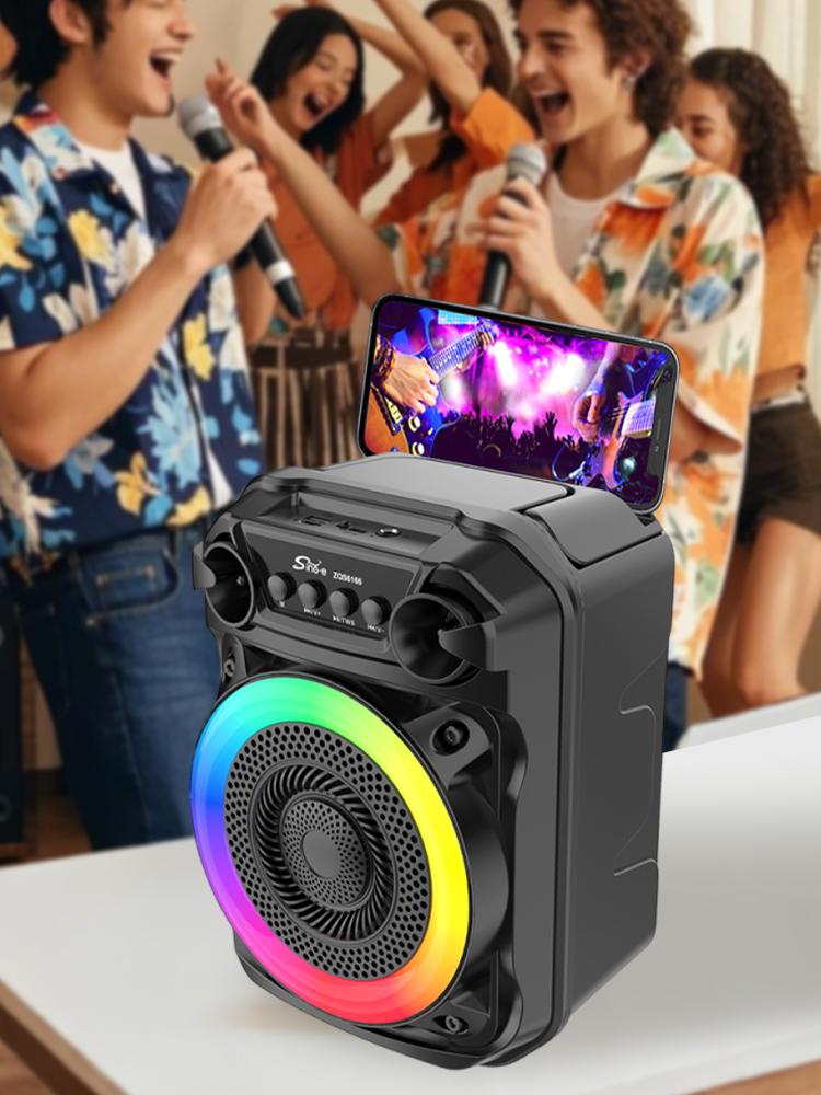 BT Speaker Stereo Sound Karaoke Speaker RGB Lights Outdoor Speaker with Microphone Suitable for Home Theater Outdoor Dance Party
