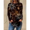 Camiseta de manga larga con cuello redondo y estampado 3D de copos de nieve con temática navideña, ropa de moda para mujer, ropa informal Y2K, ropa Harajuku para mujer