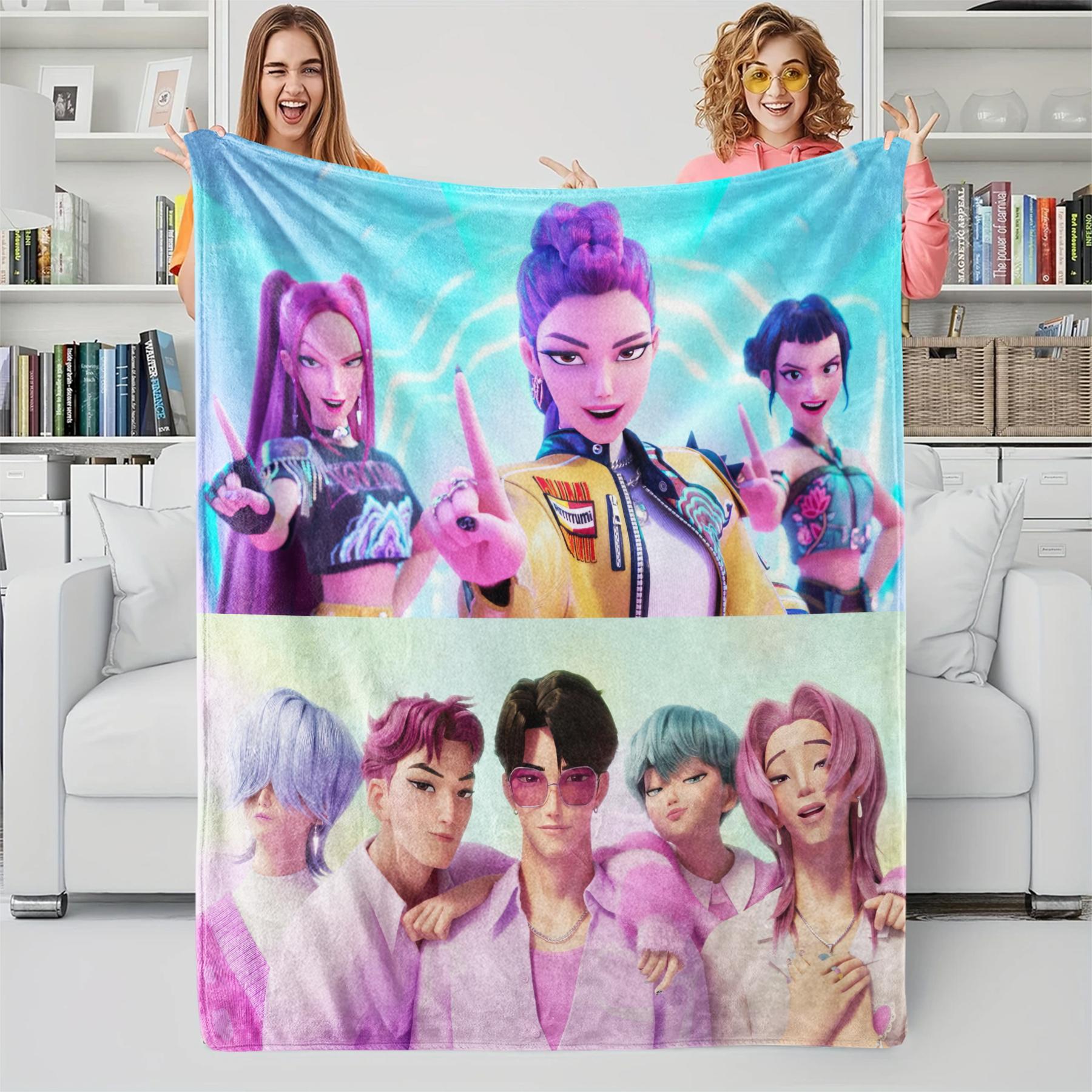 

K-Pop Demon Hunter Theme Blanket, Soft Cozy Flannel Throw Blanket, Fan Gift Blanket, Multi-Purpose Blanket for Home and Leisure 75cmx90cm