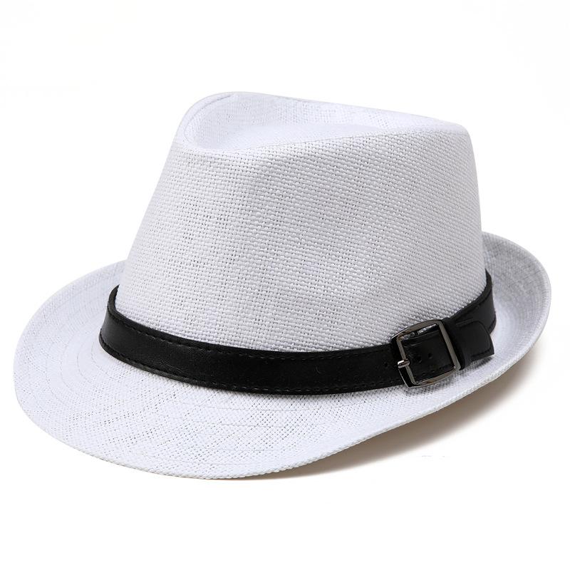 

Straw hat men s fashion sunshade top hat women s British retro jazz hat gentleman s hat sun-proof straw hat M（56-58cm）