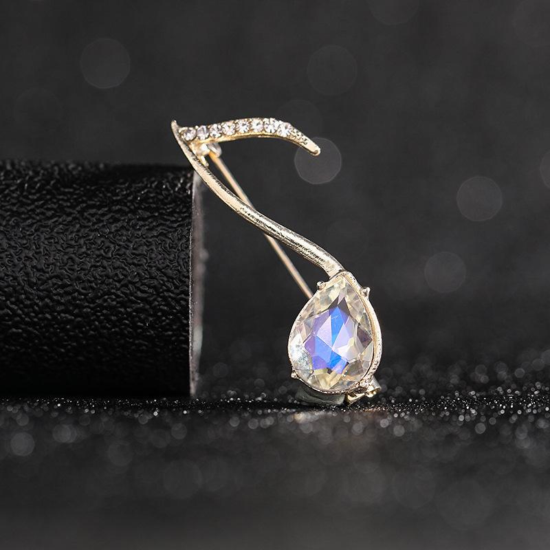 Creative Women Men Fashion New Elegant Music Notation Crystal Badges Buckles Elegant Lady Exquisite Rhinestone Pin