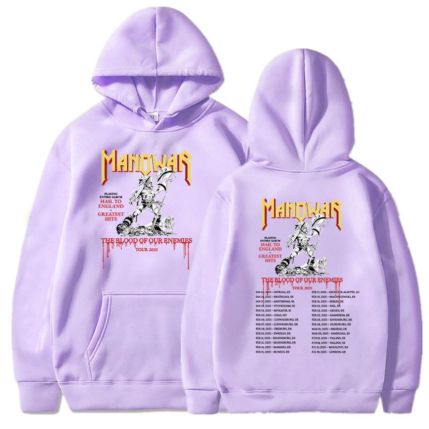 Manowar The Blood Our Enemies Tour 2025 Hoodies Winter Hip Hop Heavy Mental Band Sweatshirts