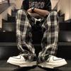 Men's Japanese Plaid Wide-Leg Casual Pants - Summer Retro Loose Fit