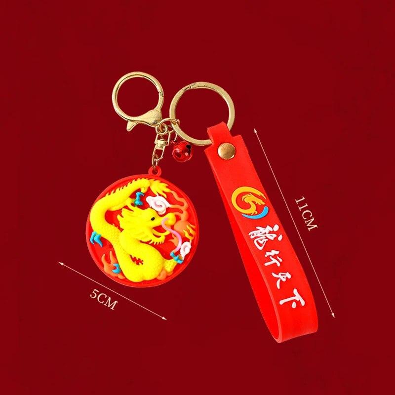 Roter Neujahrs-Schlüsselanhänger, süßer Drache-Schlüsselanhänger, Hängezubehör, Dekoration, chinesischer Drache, Glücksgeschenk für das Jahr