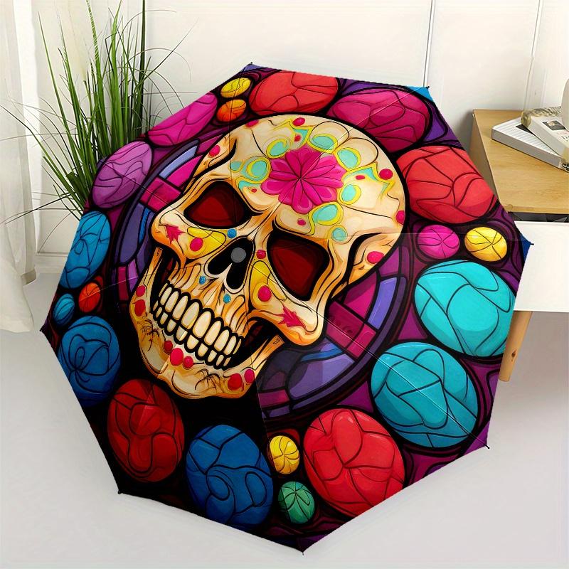 

Colorful Sugar Skull Stained Glass Wall Art Decor Umbrella, Christmas Gift Y144