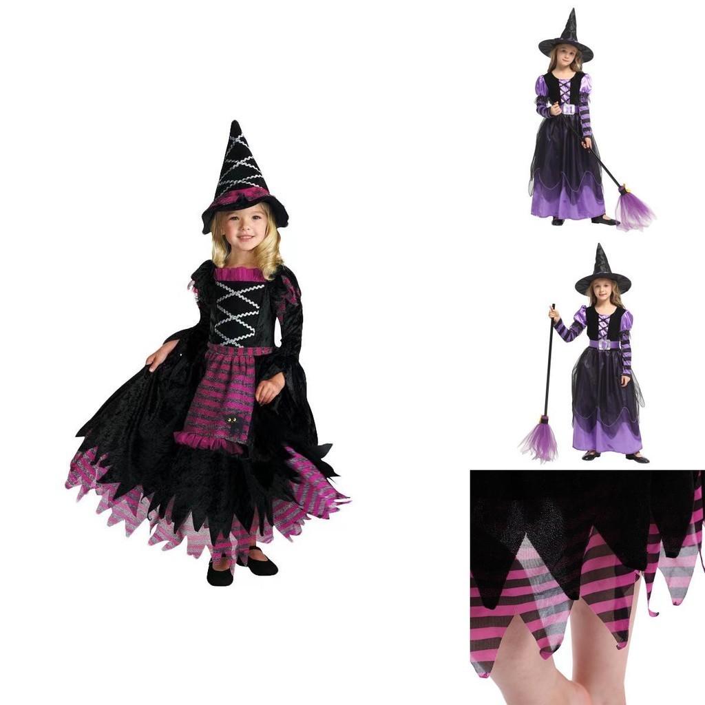 Exquisite Children's Halloween Witch Costume With Silky Fabric And Intricate Details