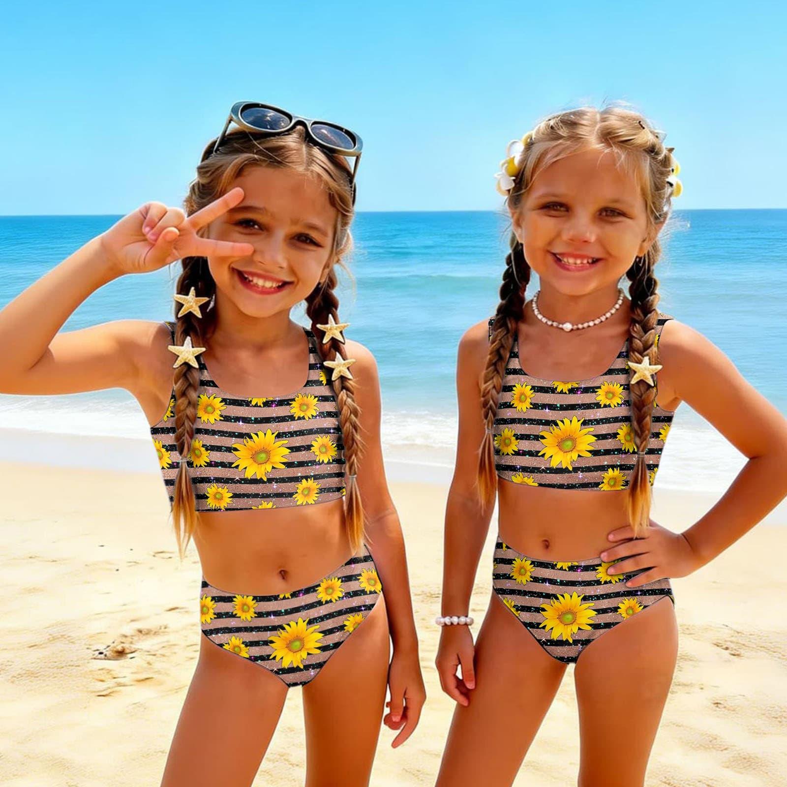 Summer Girls Casual Printed Two-Piece Bikini Swimsuit Set 130