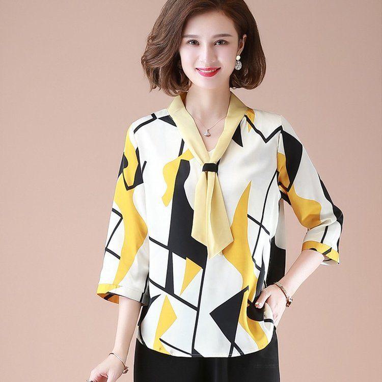 Prémiová šifonová košile Dámská Maminka Středního věku a Starší Maminka Letní Temperament Spodní košile Top Košile