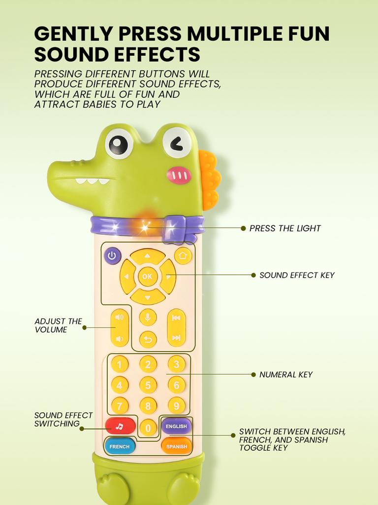 Kids English Learning TV Remote Control Toy with Music Early Education Role-play Simulation for Baby Development