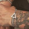 Men's Bracelet, Geometric Triangle Chain Bracelets, Silver Color Stainless Steel Curb Chain For Men, Mens Jewelry,Gift for Him