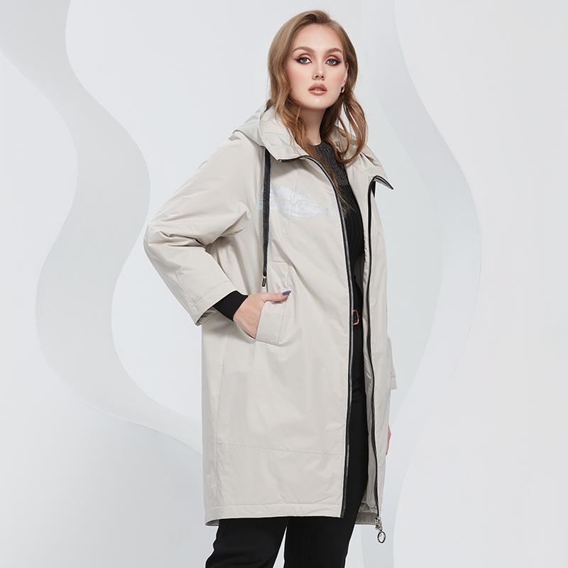 Coat Astrid Spring Long Pocket With Hooded Autumn Thin Coat Office Fashion Outwear Casual Coat