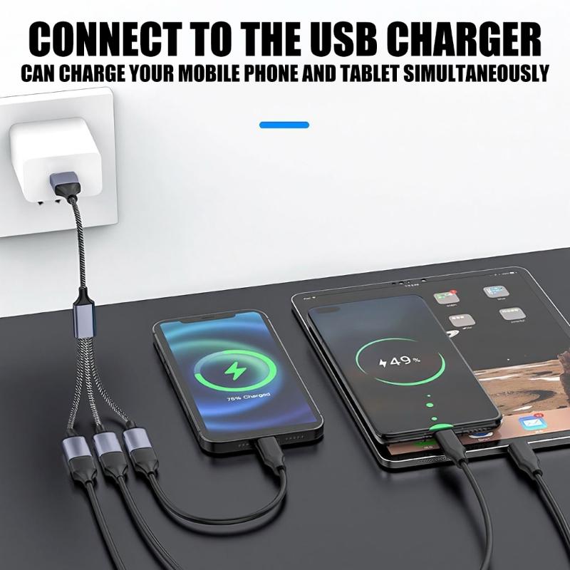 USB 2.0 Extension Cable 1 Male to 3 Female Adapter for Multiple Devices Data Transfer with Metal Housing and 30cm Length