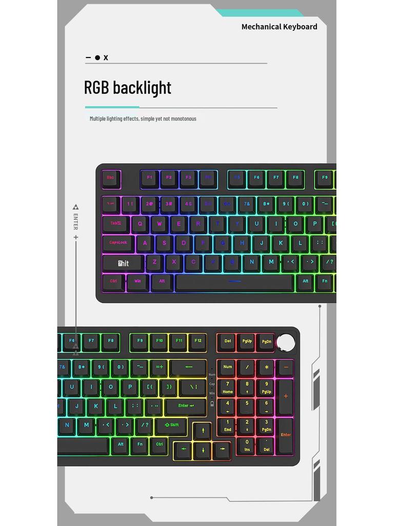 98-Key Wireless Bluetooth Three-Mode Mechanical Keyboard - Gaming, Esports, Office, PBT Transparent DIY Customization