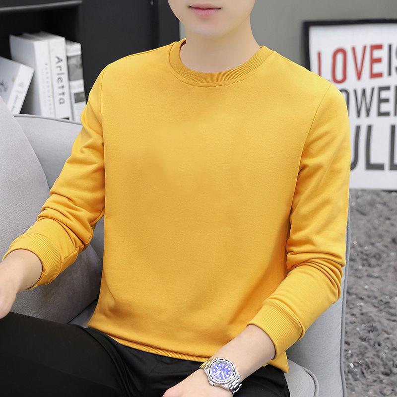 Men s Autumn Round Neck Hoodie: Fashionable, Simple, Printed, Casual, Versatile, Pure Color Top 3XL