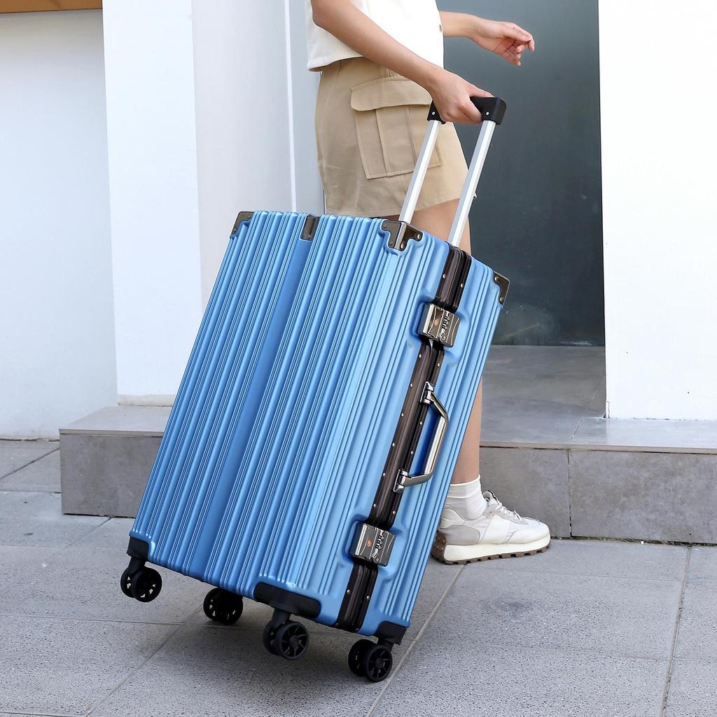 24-Inch Fashionable Aluminum Trolley Suitcase with Silent Wheels and Large Capacity for Women and Students