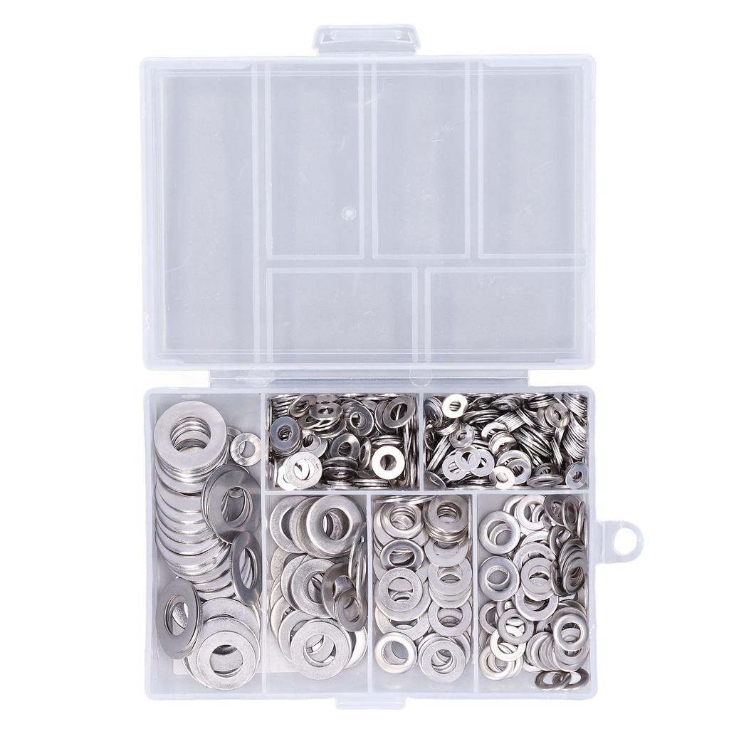 660ks Plochá podložka 304 Nerezová ocel M3 M4 M5 M6 M8 M10 Sada příslušenství pro sortiment