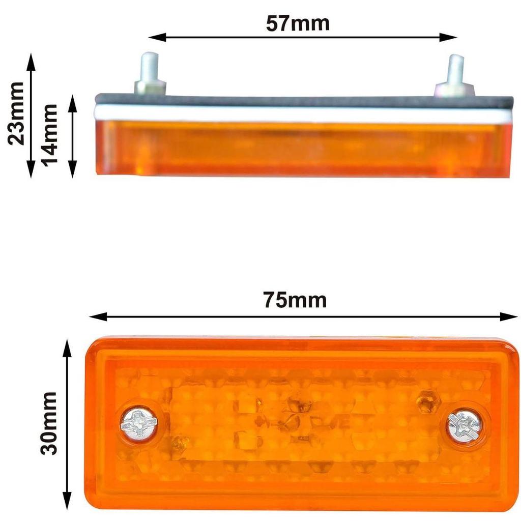APSMOTIV 10 Pcs of 3 Inch Marker Light 4 LED Rectangle Trailer Side Marker Lights Surface Mount for Truck Trailer Lorry 12v (Amber/Amber)