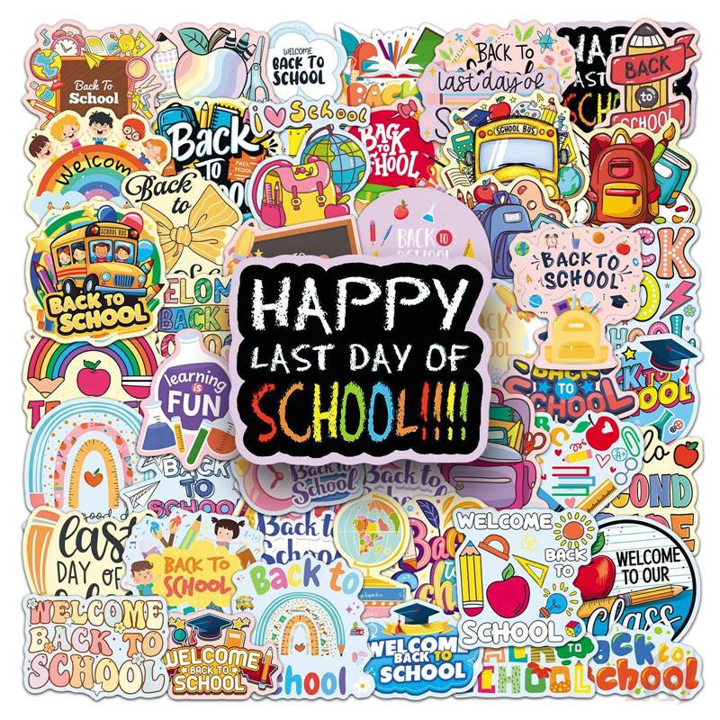 50Pcs/Set Back To School Stickers DIY Fashion Waterproof Doodle Decals Stickers