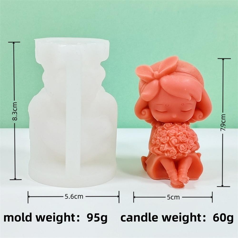 3D Flower Picking Girl Candle Silicone Mold DIY Wishes Wings Girl Candle Gypsum Soap Resin Mold Chocolate Cake Baking Tool Gift