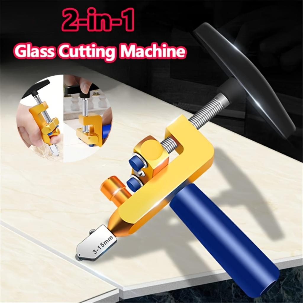 2 In 1 Manual Glass Ceramic Cutter With Precision Diamond Blade, Ergonomic Handle, Safety Lock, Extra Blades And Tips For DIY Tile Installation Work