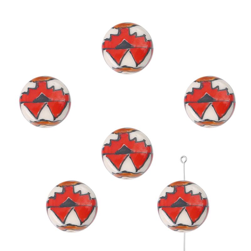 2 buc/pungă Vopsea manuală 15 mm Mărgele de porțelan ceramică cu model de inimă de flori Mărgele distanțiere libere pentru colier, cercei, bijuterii, artizanat