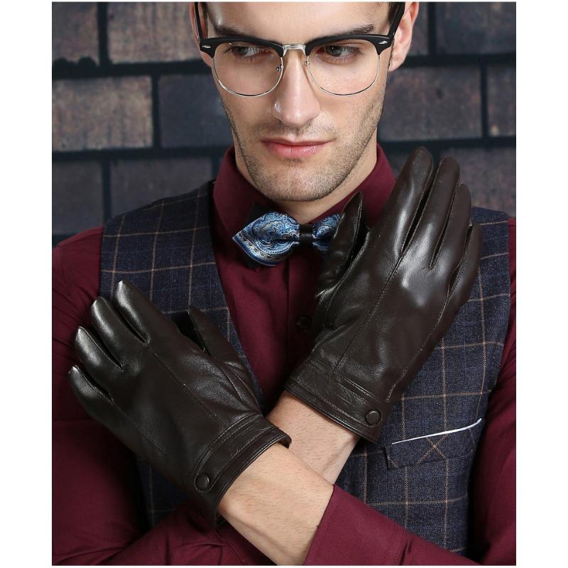 

Перчатки из натуральной овчины с сенсорным экраном для мужчин для вождения зимой с теплом и флисом, корейские деловые перчатки из натуральной овчины XL