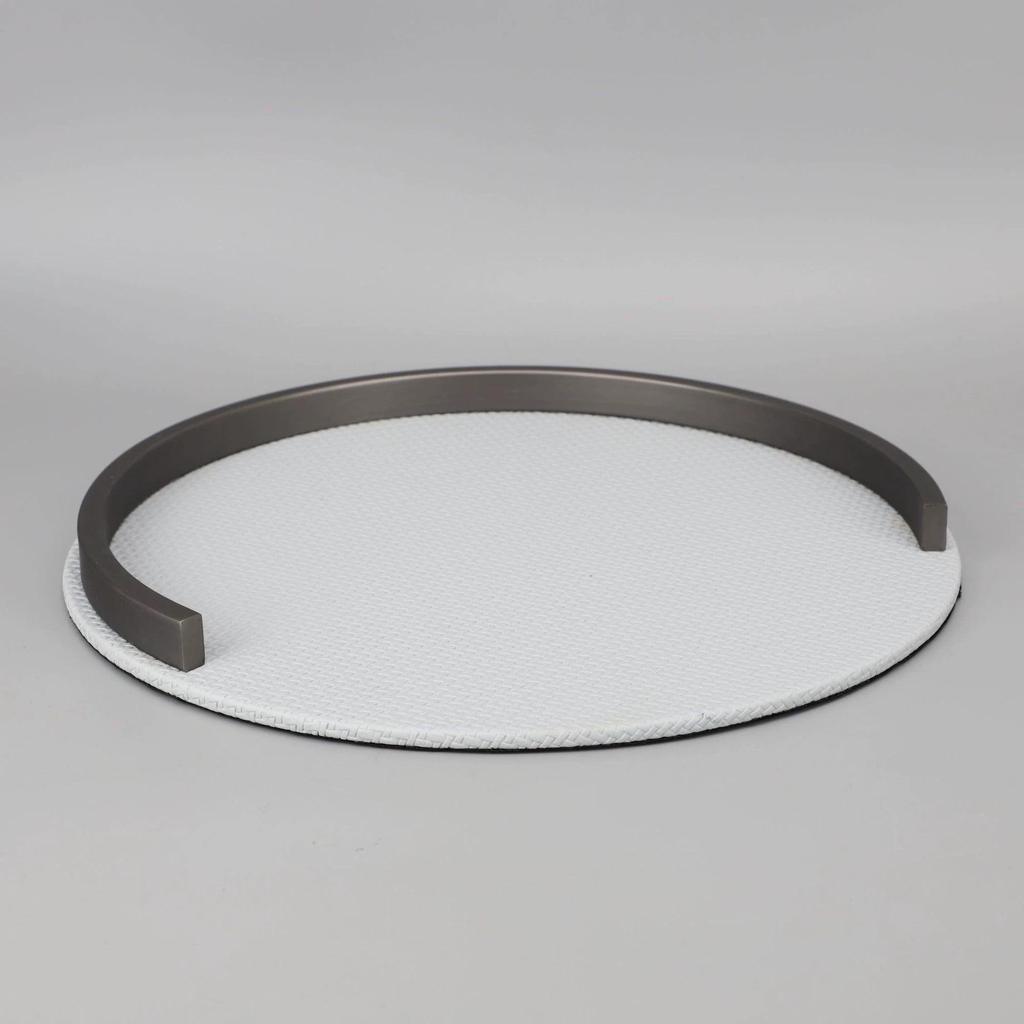 European Metal & Leather Storage Tray for Home Decor