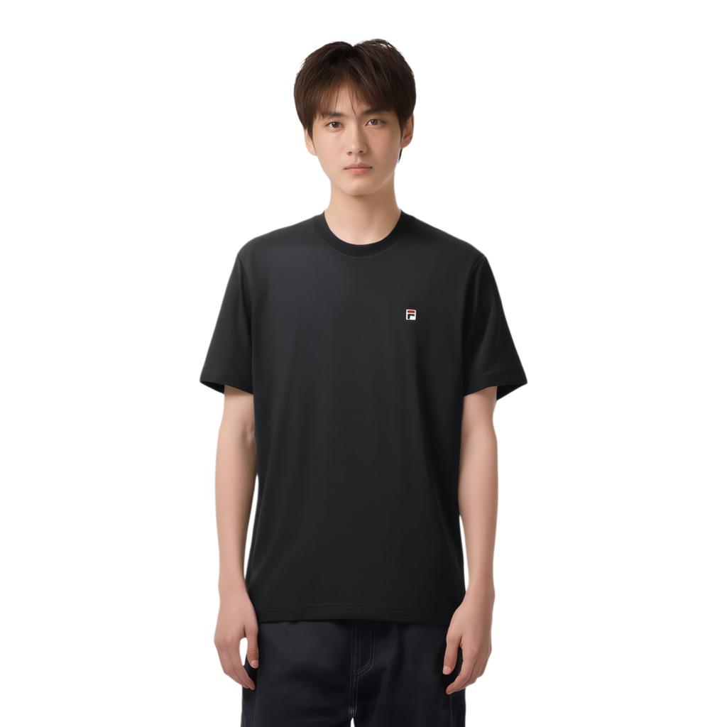 Fila Heritage Fashion Minimalist Casual Everyday Versatile Comfortable Logo Embroidered Solid Color Knitted Short Sleeve T-Shirt F11M548101FNV