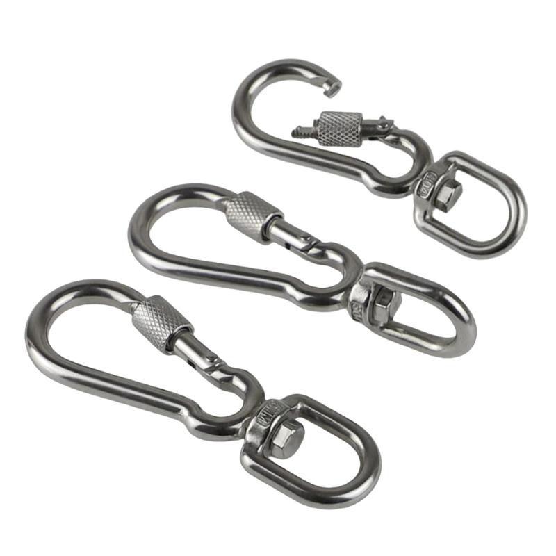 Stainless Steel Hook with Swivels for Dog Collar Carabiner with Swivels Joint Bolted Carabiner for Pet Leashes/Camping T