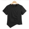 Niche Irregular Hem Shoulder-Baring Women's Short-Sleeve T-Shirt - 2025 Summer Trend