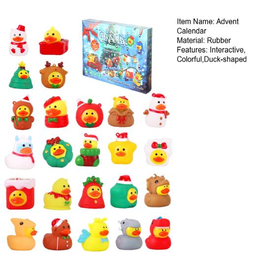24Pcs Christmas Rubber Ducks Advent Calendar 24-Day Countdown Box Fun Decorative Kids Gift Xmas