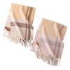 Pure Cashmere Scarf Plaid Women's Autumn and Winter Couple Style Warm Narrow Version Foreign Style Versatile Light Color Scarf