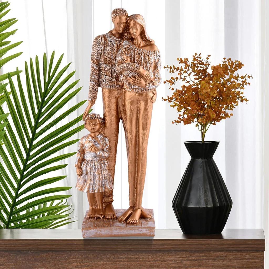 Resin Love Family Couple Showpiece for Home Decor Showpiece & Perfect for Home Shelves Decor Showpiece Golden, 15L x 10W x 19H Centimeters