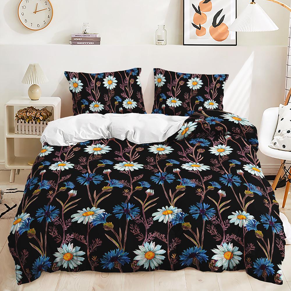 Bed Three-Piece Plant Floral Kit Pastoral Quilt Cover Two-Piece Bedroom