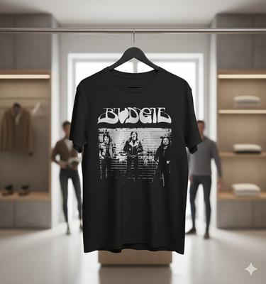 Papużka Falista Zespół Rockowy Klasyczny Vintage Zdjęcie Czarny T-shirt T149