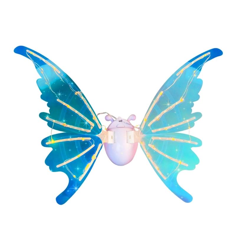 Moving Butterfly Wing with LED Lights Costume Accessory for Birthday Halloween Ornament Handmade Cosplay Accessories