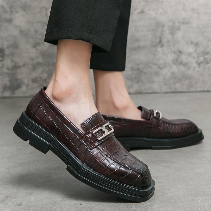 Men's Penny Loafer White Dress Shoes Wedding Thick Sole Height Increase Casual Brown Leather Prom Party Disco Shoes Plus Size