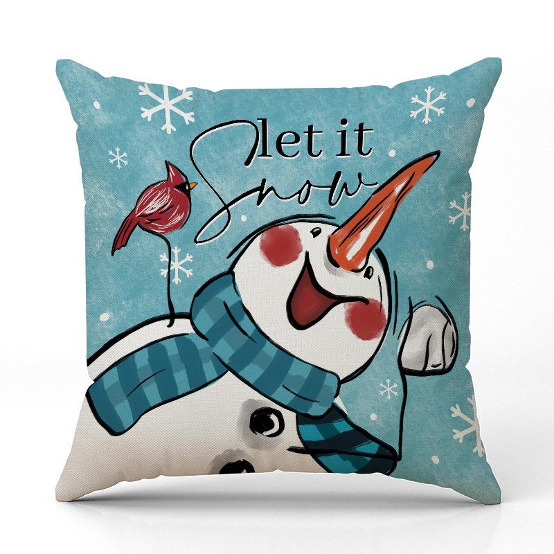 

Новая белая наволочка на подушку снеговик Рождественская льняная наволочка с принтом праздничное украшение комнаты дивана наволочка