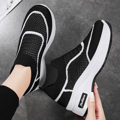 Women's Shoes, Thick-soled Height-increasing Shoes, Spring Fly-knitting Mesh Shoes, Casual Shoes, Single Shoes, Comfortable and Breathable
