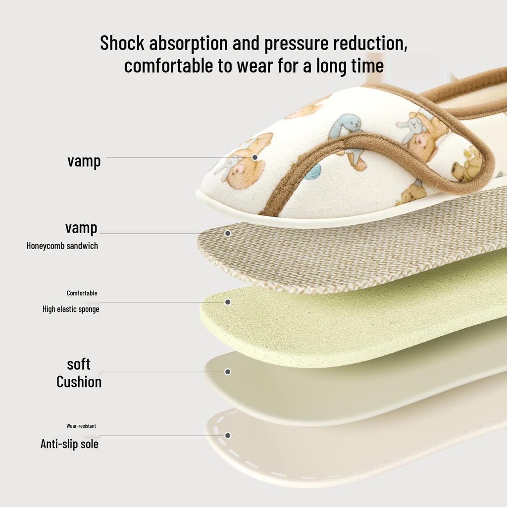 Jieliya Women's Postpartum Cotton Slippers - Warm, Non-Slip, Fleece Ankle Support for Autumn/Winter