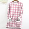 Women's Fashion Plaid Print Round Neck Long Sleeve Plush Winter Warm Pullover Top