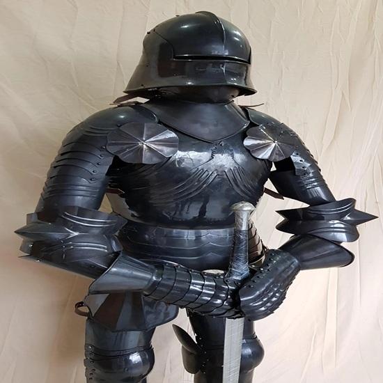 182.88 Cm Medieval Full Body Armor Suit Combat Knight Full Body Armor With Stand Replica Blacked Steel Gift